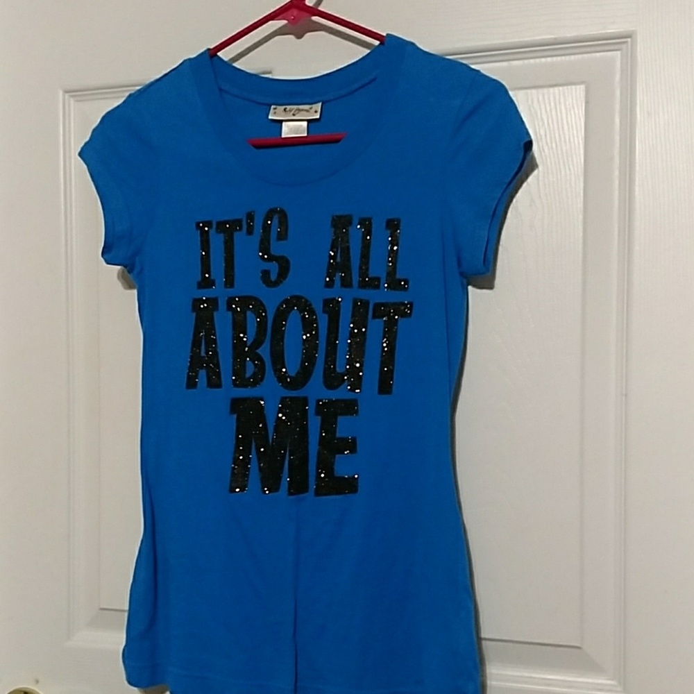 Blue "IT'S ALL ABOUT ME" Top